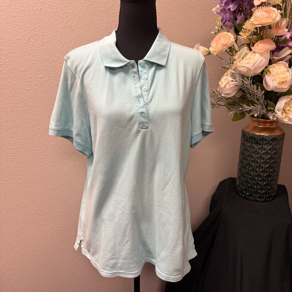 Croft & Barrow Aqua Blue Stretch Polo Shirt XL Short Sleeve Casual Golf Top - Picture 1 of 9